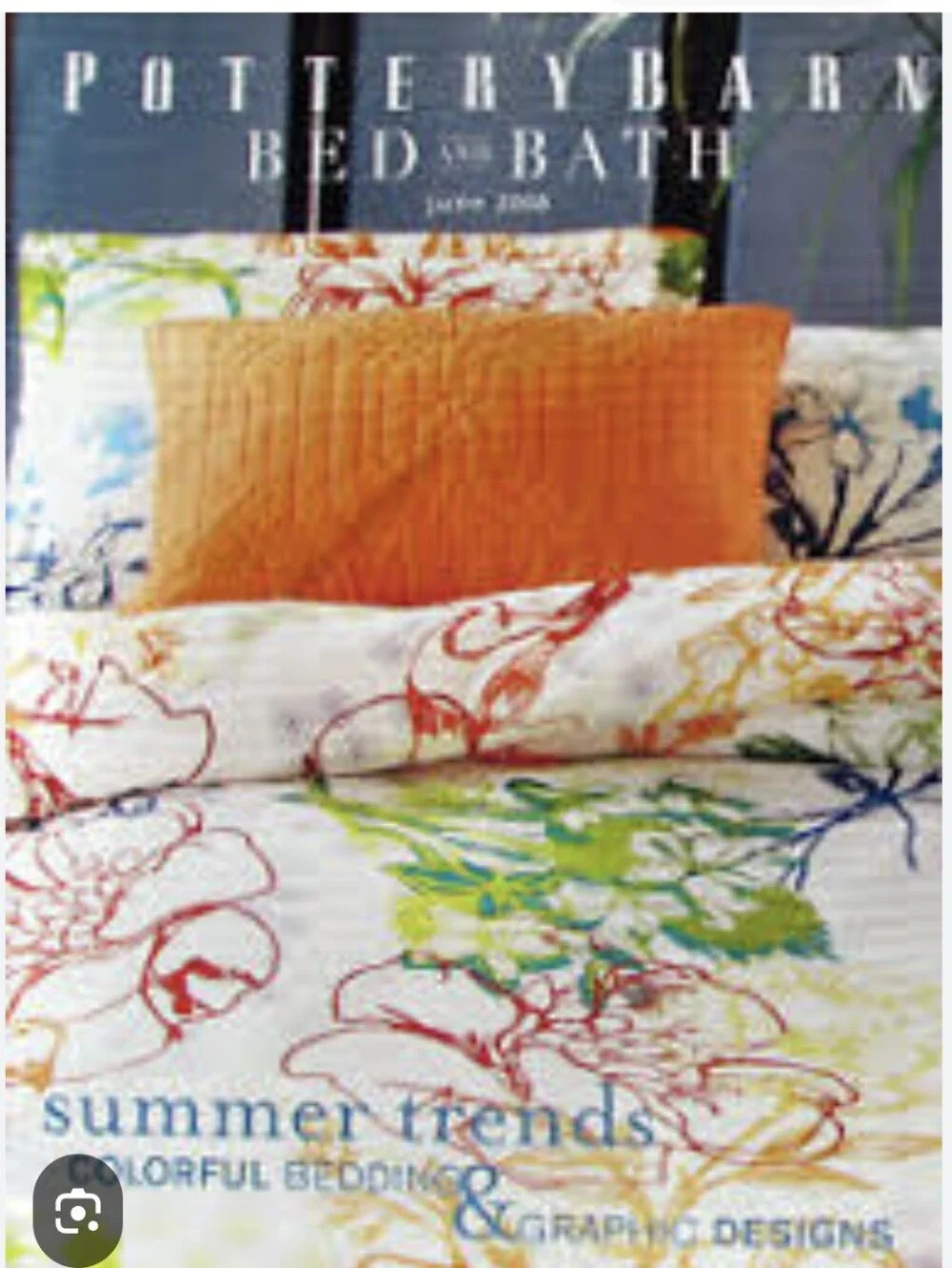Pottery Barn Bold Multi-color Watercolor Floral & Bird Print Duvet Cover --King